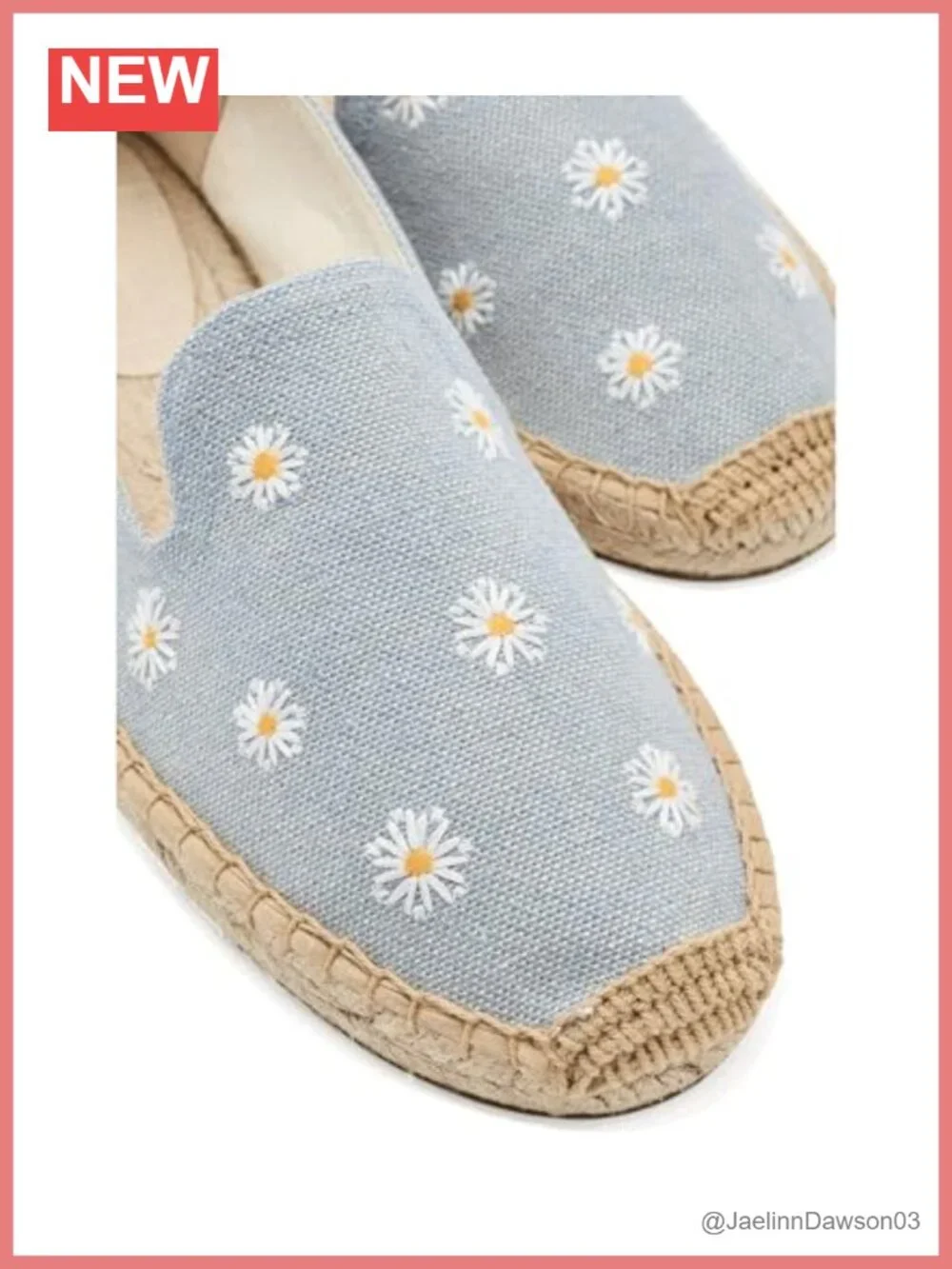 Cotton Floral Espadrille Flats - Lightweight Jute Sole, Pull-On
